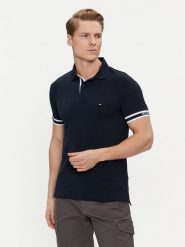 Tommy Hilfiger Polo Monotype MW0MW34737 Granatowy Slim Fit. Niebieskie koszulki polo Tommy Hilfiger, l, bez wzorów, z bawełny, bez kołnierzyka, bez ramiączek. Za 429.99 zł.