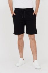 GUESS Czarne dresowe szorty męskie. Czarne krótkie spodenki sportowe Guess, m, z aplikacjami, z bawełny. W wyprzedaży za 198.99 zł.
