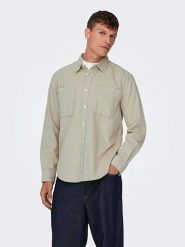 ONLY & SONS Koszula - Regular fit - w kolorze beżowym rozmiar: XL. Brązowe koszule Only & Sons, xl, bez wzorów, z bawełny, bez kołnierzyka, bez ramiączek. Za 83.62 zł.