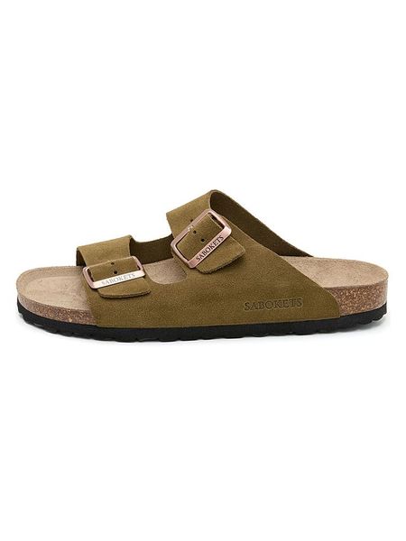 SABOKETS Skórzane klapki w kolorze khaki rozmiar: 44. Brązowe klapki SABOKETS. Za 158.10 zł.