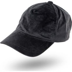CZAPKA Emporio Armani. Czarne czapki z daszkiem Emporio Armani, bez wzorów, z materiału. Za 269.00 zł.