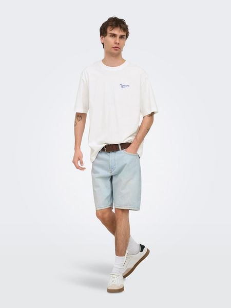 ONLY & SONS Koszulka "Onsmilo" w kolorze białym rozmiar: M. Białe bezrękawniki Only & Sons, m, bez wzorów, z bawełny, bez kołnierzyka, bez ramiączek. Za 59.95 zł.