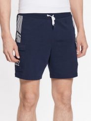 EA7 Emporio Armani Szorty sportowe 3RPS55 PJLIZ 1554 Granatowy Regular Fit. Niebieskie krótkie spodenki sportowe EA7 Emporio Armani, l, bez wzorów, z syntetyku. Za 239.00 zł.