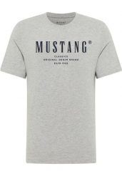 Męski T-Shirt Mustang Style Alex Mid Grey Mélange 1017997 4140. Szare t-shirty Mustang, m, bez wzorów, bez kołnierzyka, bez ramiączek. Za 79.99 zł.