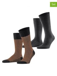 ESPRIT Skarpety (2 pary) "Houndstooth" w kolorze antracytowo-pomarańczowym rozmiar: 43-46. Czarne skarpety Esprit, bez wzorów. Za 48.16 zł.