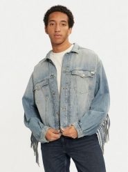 Mustang Kurtka jeansowa Ozark Fringe 1015681 Niebieski Relaxed Fit. Niebieskie kurtki Mustang, m, bez wzorów, z bawełny, bez kaptura. Za 359.99 zł.