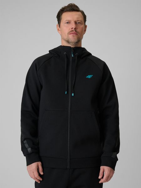 4F Bluza dresowa regular z kapturem męska - czarna M. Czarne bluzy 4F, m, bez wzorów, z bawełny, z kapturem. Za 199.99 zł.