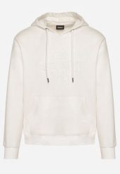 Biała Bluza z Bawełną Kapturem i Sznurkami Amatusa. Białe bluzy Born2be, m, bez wzorów, z bawełny, z kapturem. Za 99.99 zł.