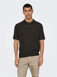 ONLY & SONS Koszulka polo w kolorze czarnym rozmiar: XL. Czarne koszulki polo sportowe Only & Sons, xl, bez wzorów, z bawełny, bez kołnierzyka, bez ramiączek. Za 83.42 zł.