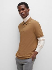 Boss Polo 50468301 Beżowy Regular Fit. Brązowe koszulki polo Boss, m, bez wzorów, z bawełny, bez kołnierzyka, bez ramiączek. Za 239.99 zł.