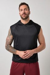 Męska Bluza z kapturem fitness Belly Fit siateczka kaptur szybkoschnąca. Czarne bluzy z kapturem JAY-PI, m, bez wzorów, z elastanu, z kapturem. Za 239.99 zł.