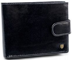 Portfel męski skórzany N61L-RVT BLACK. Czarne portfele ROVICKY, bez wzorów. Za 77.99 zł.