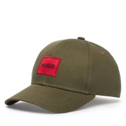 Czapka z daszkiem HUGO. Zielone czapki z daszkiem Hugo, bez wzorów. Za 199.99 zł.