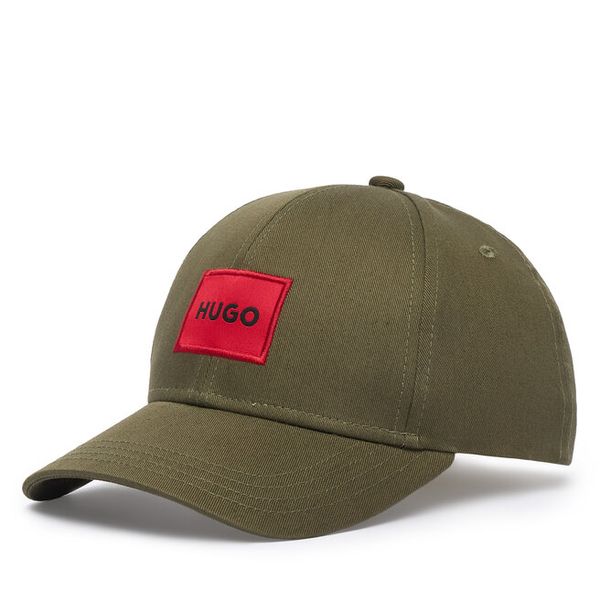 Czapka z daszkiem HUGO. Zielone czapki z daszkiem Hugo, bez wzorów. Za 199.99 zł.