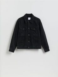 Jeansowa kurtka - czarny. Czarne kurtki Reserved, l, bez wzorów, z denimu, bez kaptura. Za 169.99 zł.
