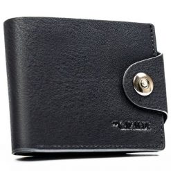 Czarny portfel męski ze skóry ekologicznej zapinany na magnes - 4U Cavaldi. Czarne portfele 4U Cavaldi, bez wzorów, ze skóry ekologicznej. Za 19.99 zł.
