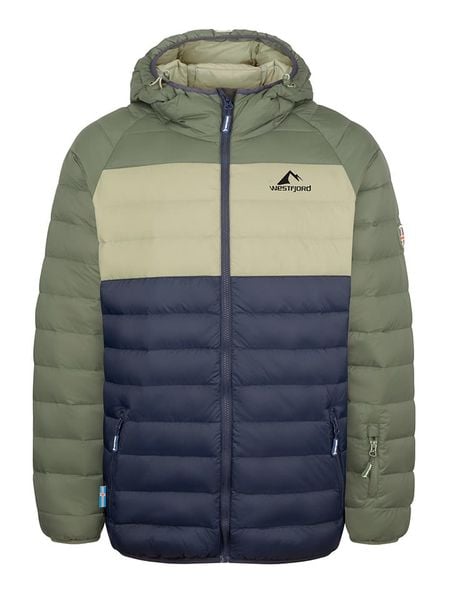 Westfjord Kurtka puchowa "Snaefell" w kolorze zielono-granatowym rozmiar: 3XL. Niebieskie kurtki Westfjord, na zimę, s, bez wzorów, z puchu, bez kaptura. Za 314.75 zł.