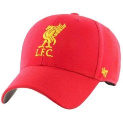 Czapka Baseballowa Liverpool FC. Czerwone czapki z daszkiem 47 Brand, bez wzorów. Za 151.99 zł.