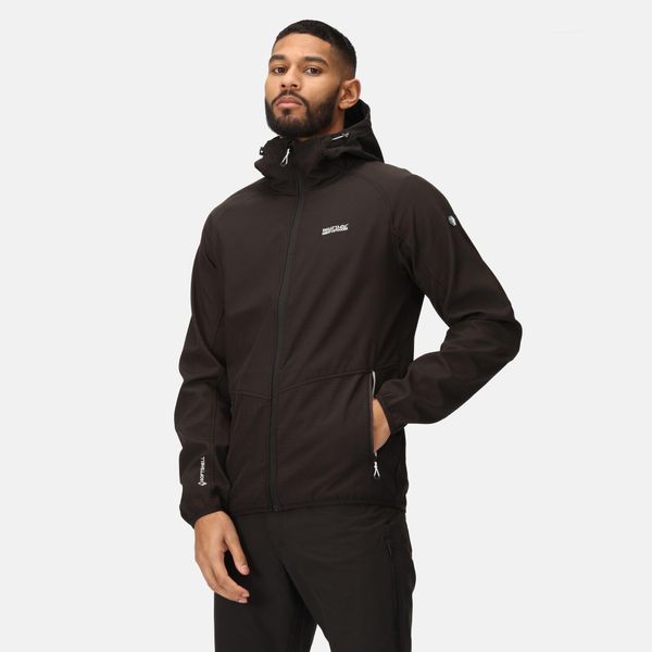 Softshell turystyczny męski Regatta Arec III z kapturem. Czarne kurtki softshell Regatta, m, bez wzorów, z softshellu, z kapturem. Za 109.99 zł.