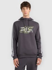 4F Bluza dresowa nierozpinana z kapturem męska 4F x Robert Lewandowski - szary S. Szare bluzy z kapturem 4F, m, bez wzorów, z dresówki, z kapturem. Za 199.99 zł.