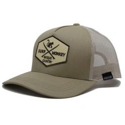 Czapka Trucker - 5 Paneli / Z Recyklingu (Beżowy/Kaki). Zielone czapki z daszkiem SURF MONKEY, z aplikacjami. Za 159.95 zł.