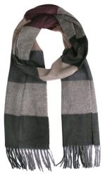 Szalik Szaro-Bordowy z Frędzlami, Miękki w Kratkę, Firmy V.Fraas -Cashmink. Czerwone szaliki V. Fraas, bez wzorów, z materiału. Za 65.00 zł.
