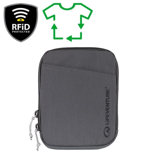 Kompaktowa torba podróżna Lifeventure RFID 155×120×20 mm. Szare torby na ramię Lifeventure, bez wzorów, na ramię, bez dodatków. Za 97.55 zł.