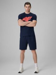 4F Spodenki dresowe męskie - granatowe M. Niebieskie krótkie spodenki sportowe 4F, m, bez wzorów, z dresówki. Za 149.99 zł.