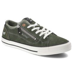 Zielone Sneakersy Mustang Sportowe Obuwie Męskie. Zielone buty sportowe casual Mustang, bez wzorów, z materiału, bez zapięcia. Za 279.00 zł.
