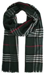 Szalik z Kaszmiru, Zielony w Kratkę, Delikatny, Miękki, Ciepły -V. Fraas. Zielone szaliki V. Fraas, bez wzorów, z kaszmiru. Za 265.00 zł.