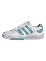 Adidas Sneakersy "COURTIC" w kolorze biało-turkusowym rozmiar: 38,5. Białe buty sportowe casual Adidas, bez wzorów, z materiału, bez zapięcia. Za 276.71 zł.