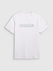 4F T-shirt regular z nadrukiem męski - biały L. Białe t-shirty 4F, l, bez wzorów, z materiału, bez kołnierzyka, bez ramiączek. Za 69.99 zł.