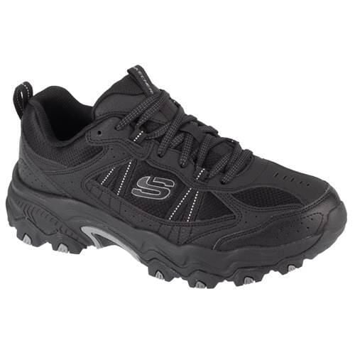 Buty trekkingowe męskie Skechers Stamina At Upper Stitch. Czarne buty trekkingowe Skechers, bez wzorów, z materiału, bez zapięcia. Za 349.99 zł.