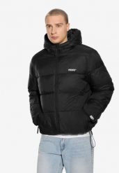 Kurtka turystyczna męska Prosto Jacket 404 zimowa. Czarne kurtki Prosto., na zimę, m, z aplikacjami, z nylonu, bez kaptura. Za 439.99 zł.