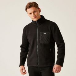 Polar turystyczny męski Frankie Borg. Czarne bluzy z polaru Regatta, m, bez wzorów, z polaru, bez kaptura. W wyprzedaży za 99.99 zł.