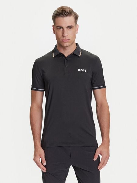 BOSS Polo Paul Pro 50506203 Czarny Slim Fit. Czarne koszulki polo Boss, m, bez wzorów, z syntetyku, bez kołnierzyka, bez ramiączek. Za 303.99 zł.