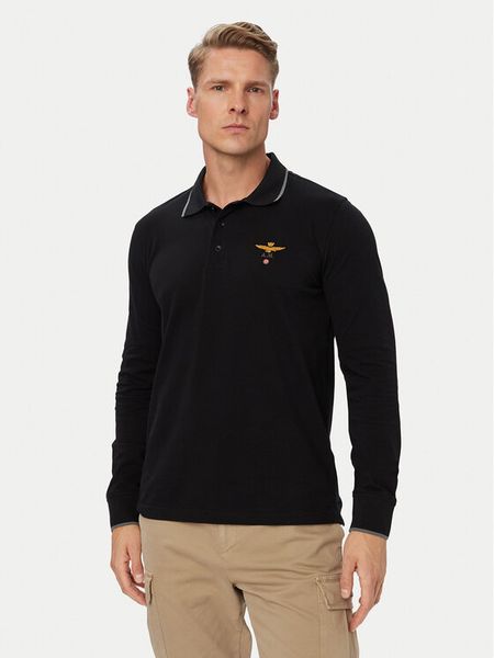 Aeronautica Militare Polo 262PO1653UP00082 Czarny Regular Fit. Czarne koszulki polo Aeronautica Militare, m, bez wzorów, z bawełny, bez kołnierzyka, bez ramiączek. Za 344.99 zł.