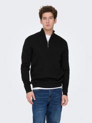 ONLY & SONS Sweter "Sting" w kolorze czarnym rozmiar: S. Czarne swetry nierozpinane Only & Sons, s, bez wzorów, z bawełny, bez kołnierzyka, bez ramiączek. Za 174.95 zł.