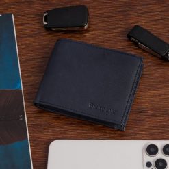 Męski portfel skórzany klasyczny duży poziomy granatowy skóra nat Beltimore K46. Niebieskie portfele bez wzorów, ze skóry. Za 45.00 zł.