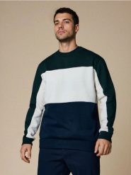 Bluza crewneck color-block - zielony. Zielone bluzy bez kaptura Sinsay, l, bez wzorów, bez kaptura. W wyprzedaży za 19.99 zł.