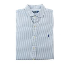 Second life - Klasyczna koszula męska w paski - Stan bardzo dobry. Białe koszule RALPH LAUREN, l, bez wzorów, z jeansu, bez kołnierzyka, bez ramiączek. Za 207.36 zł.
