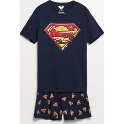 Piżama z szortami Superman - Granatowy. Niebieskie piżamy Reserved, l, bez wzorów, bez ramiączek. Za 79.99 zł.