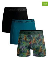 Muchachomalo Bokserki (3 pary) w kolorze czarno-turkusowym ze wzorem rozmiar: 3XL. Czarne bokserki MUCHACHOMALO, xl, bez wzorów. Za 129.95 zł.