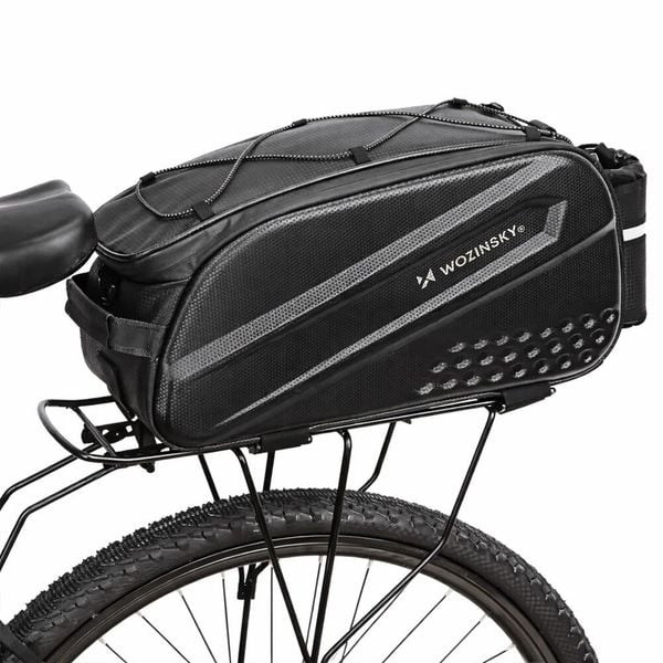 Torba rowerowa tylna rozszerzana pasek na ramię WOZINSKY. Czarne torby na ramię Wozinsky, bez wzorów, z poliesteru, na ramię, bez dodatków. Za 189.00 zł.