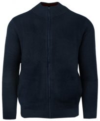 Męski Sweter Bawełniany na Zamek z Wysokim Dekoltem i Kieszeniami – Alties - Niebieski. Niebieskie swetry rozpinane Alties, l, bez wzorów, z bawełny, bez kołnierzyka, bez ramiączek. Za 199.00 zł.