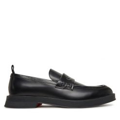 Półbuty HUGO. Czarne eleganckie półbuty Hugo, bez wzorów, bez obcasa, bez zapięcia. Za 679.99 zł.