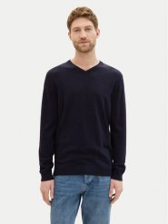 Tom Tailor Sweter 1038427 Granatowy Regular Fit. Niebieskie swetry rozpinane Tom Tailor, l, bez wzorów, z bawełny, bez kołnierzyka, bez ramiączek. Za 99.99 zł.