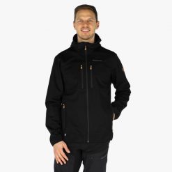 Kurtka softshell turystyka męska Swedemount Nordkap Softshell Jacket wodoodporny. Czarne kurtki przeciwdeszczowe SWEDEMOUNT, m, bez wzorów, z softshellu, bez kaptura. W wyprzedaży za 447.00 zł.