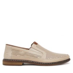 Półbuty Rieker. Brązowe eleganckie półbuty Rieker, bez wzorów, bez obcasa, bez zapięcia. Za 369.99 zł.