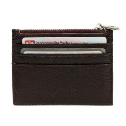 Skórzany portfel na karty z zamkiem etui slim Solier SW42 RED. Czerwone portfele bez wzorów, z materiału. Za 38.99 zł.